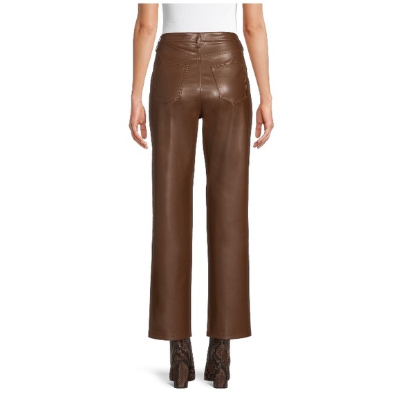 No Boundaries Junior’s High Rise Faux Leather Pants Hot Chocolate - Picture 4 of 5